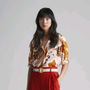 CHRISTINE ALCALAY PLEATED SHORT SLEEVE BLOUSE - LA